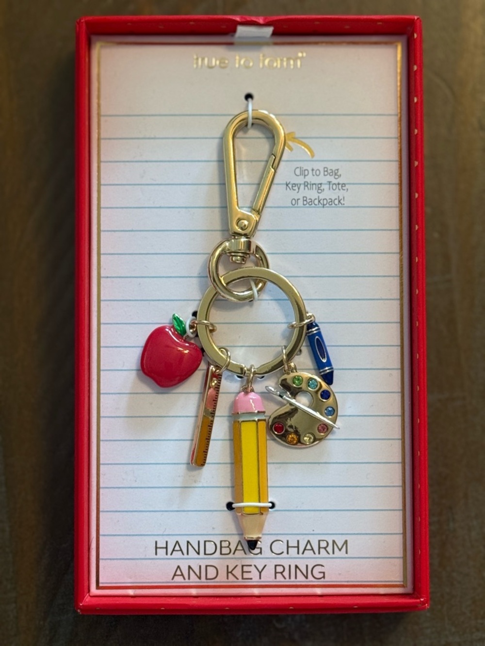 True to Form School-Themed Handbag Charm & Key Ring - NIP